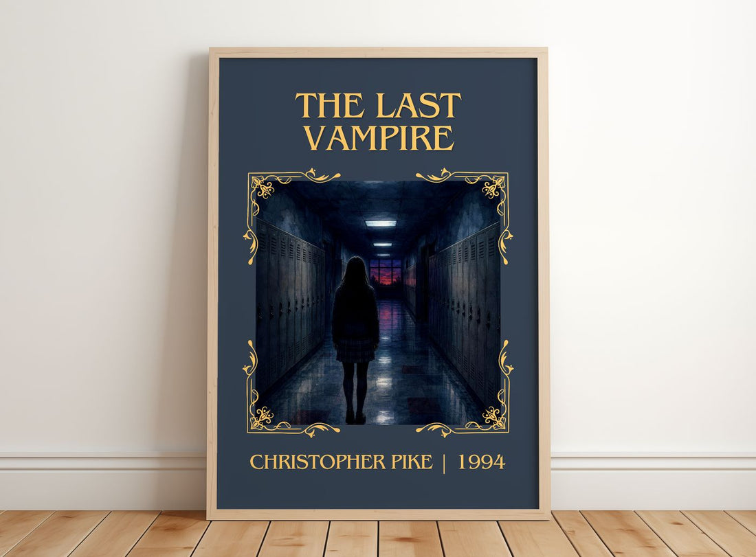 The Last Vampire Classic Book Art Print by Christopher Pike – framed print leaning on a wooden floor