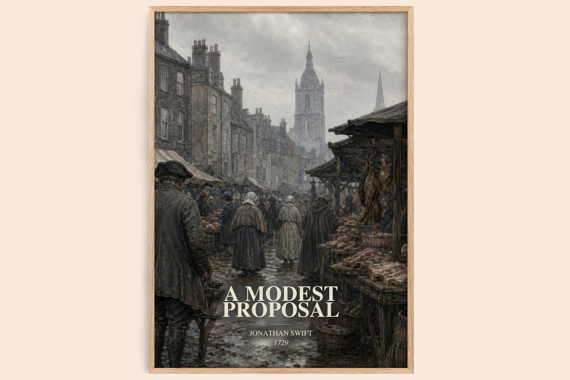 A Modest Proposal watercolour book poster by Jonathan Swift – framed literary art print