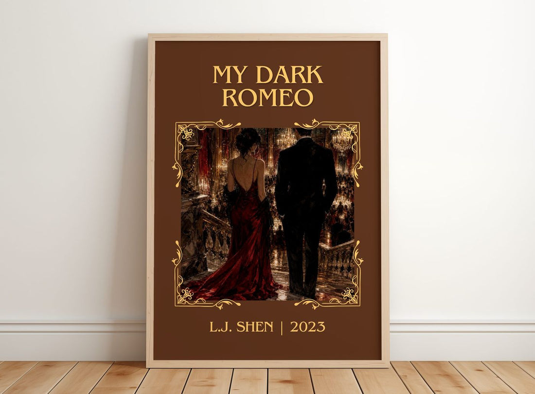 My Dark Romeo Classic Book Art Print by L.J. Shen – framed print leaning on a wooden floor