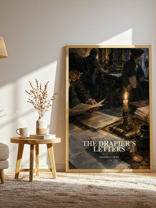 The Drapier'S Letters watercolour print in frame leaning in hallway – non fiction wall art