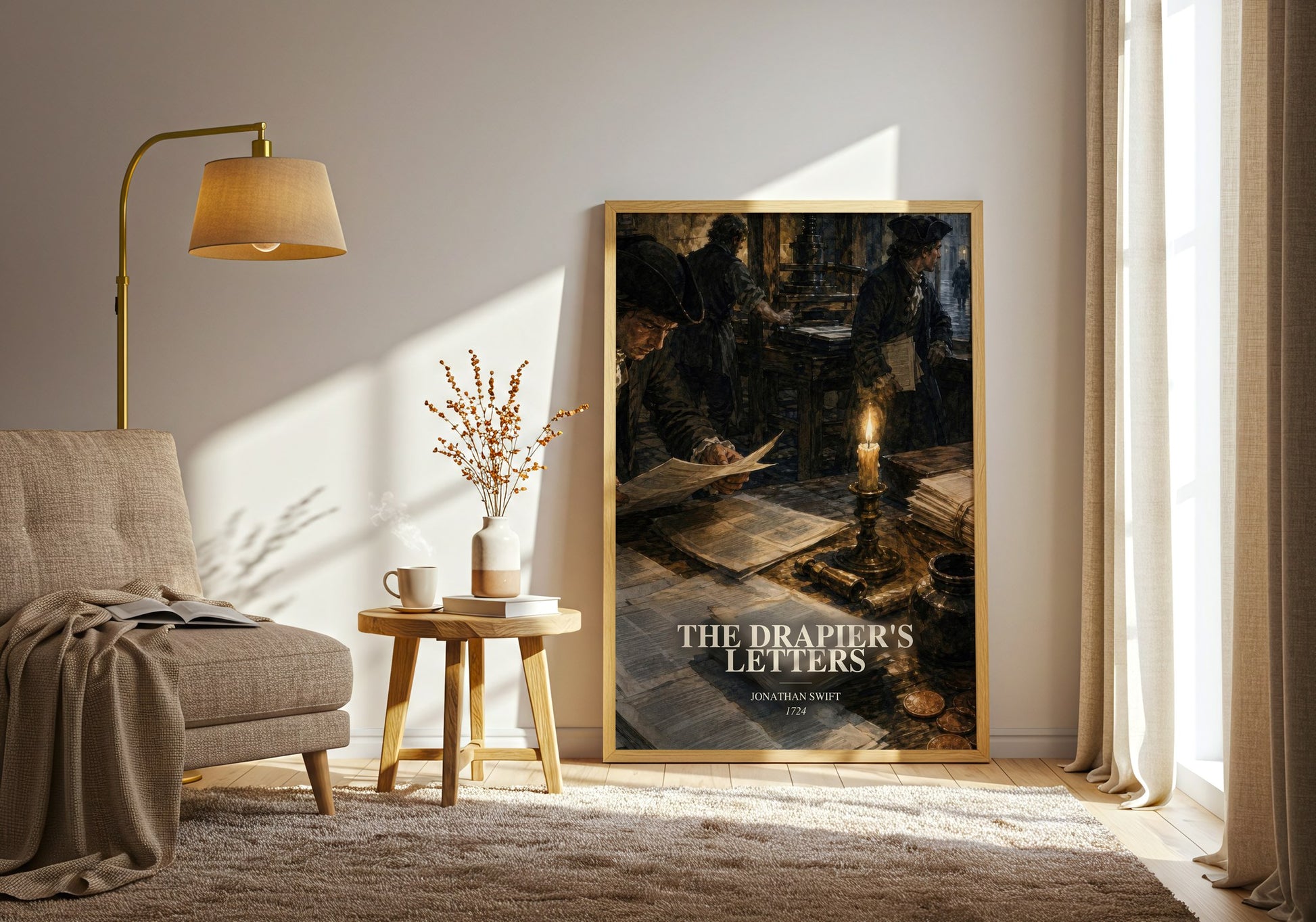 The Drapier'S Letters watercolour print in frame leaning in hallway – non fiction wall art