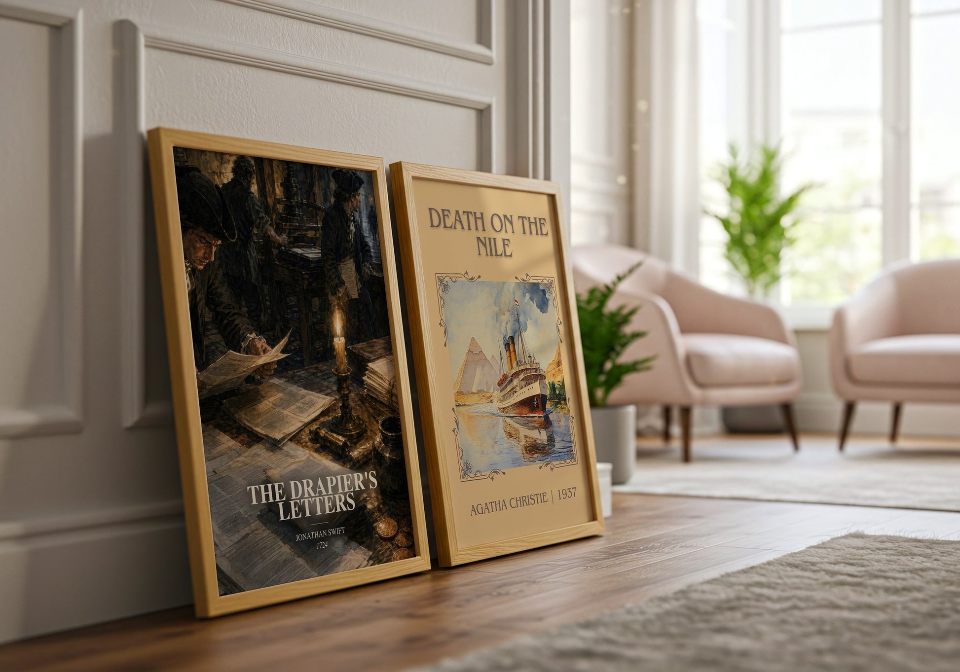 The Drapier'S Letters watercolour print framed by window – literary home decor