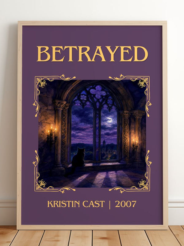 Betrayed Classic Book Art Print by Kristin Cast – framed print leaning on a wooden floor