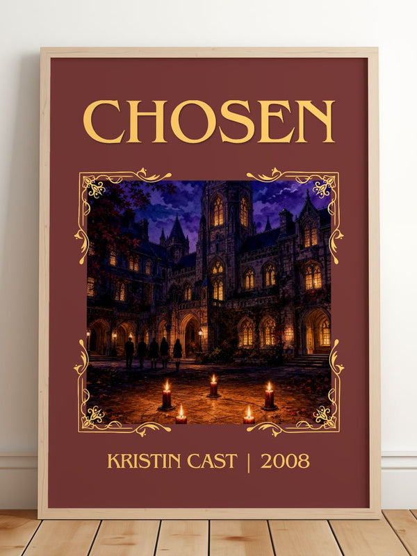 Chosen Classic Book Art Print by Kristin Cast – framed print leaning on a wooden floor