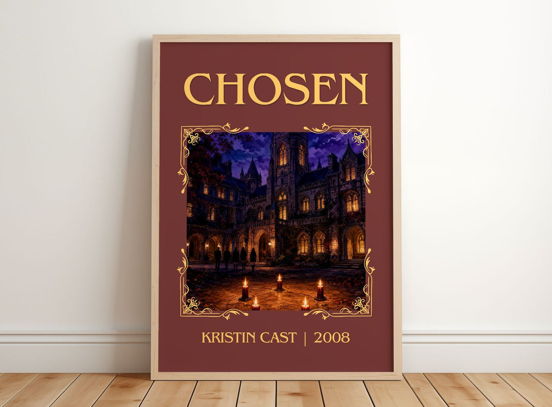 Chosen Classic Book Art Print by Kristin Cast – framed print leaning on a wooden floor