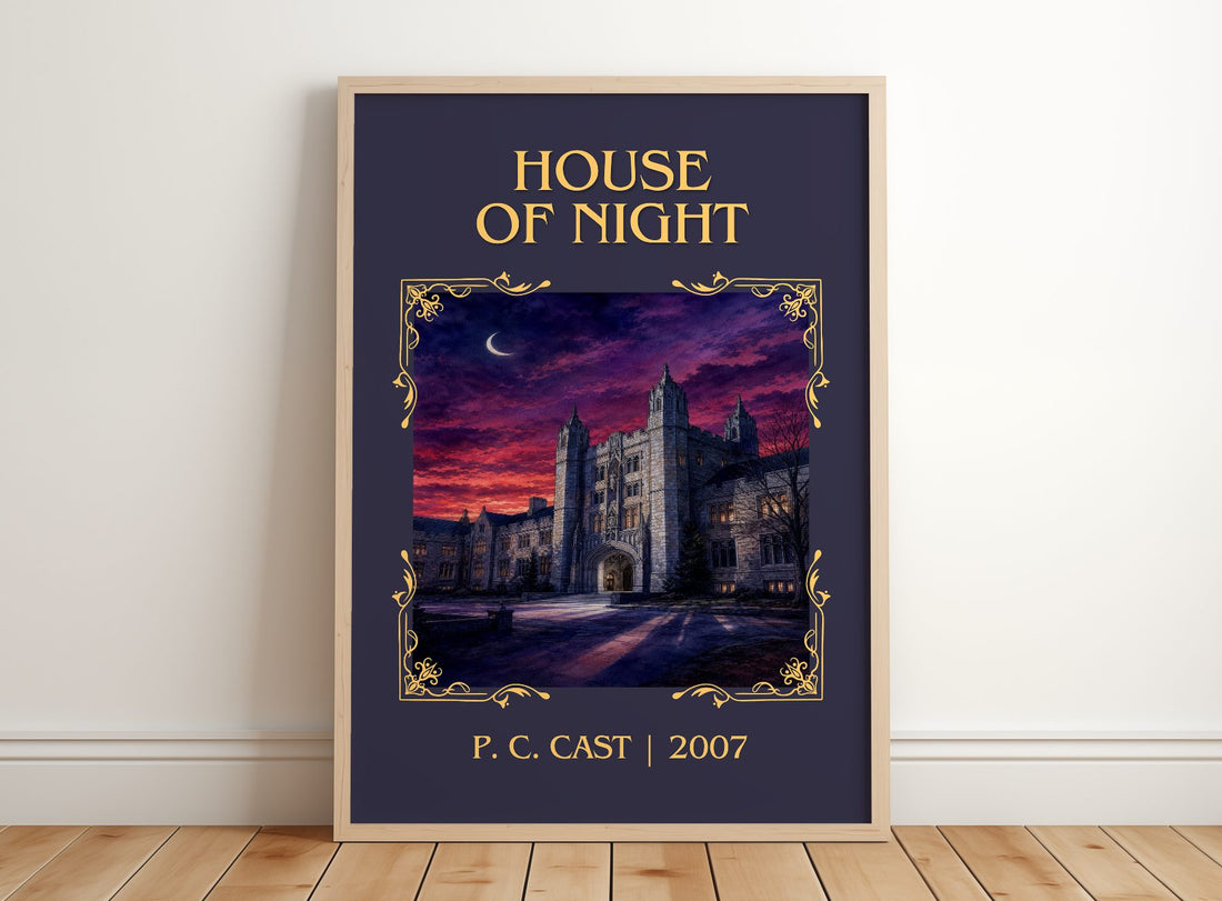 House of Night Classic Book Art Print by P. C. Cast – framed print leaning on a wooden floor
