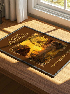 Five People You Meet in Heaven Classic Book Art Print by Mitch Albom – print on a sunlit desk