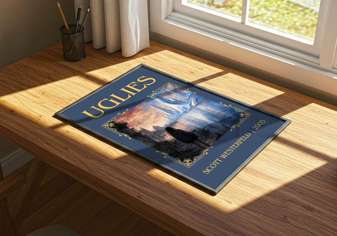 Uglies Classic Book Art Print by Scott Westerfeld – print on a sunlit desk