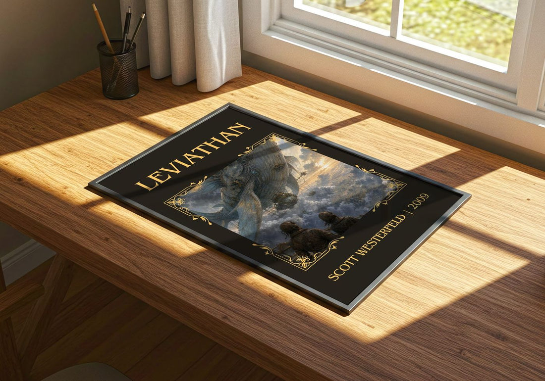 Leviathan Classic Book Art Print by Scott Westerfeld – print on a sunlit desk