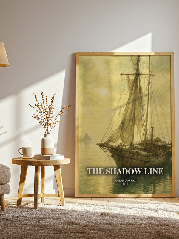 The Shadow Line watercolour print in frame leaning in hallway – adventure wall art