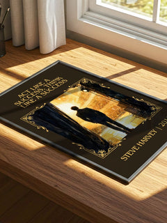 Act Like a Success, Think Like a Success Classic Book Art Print by Steve Harvey – print on a sunlit desk