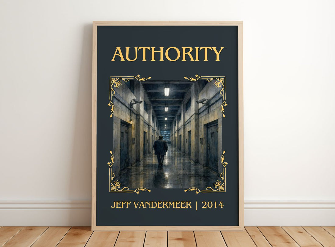Authority Classic Book Art Print by Jeff VanderMeer – framed print leaning on a wooden floor