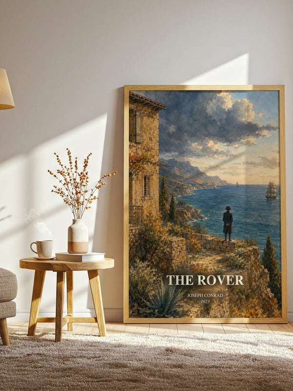 The Rover watercolour print in frame leaning in hallway – adventure wall art