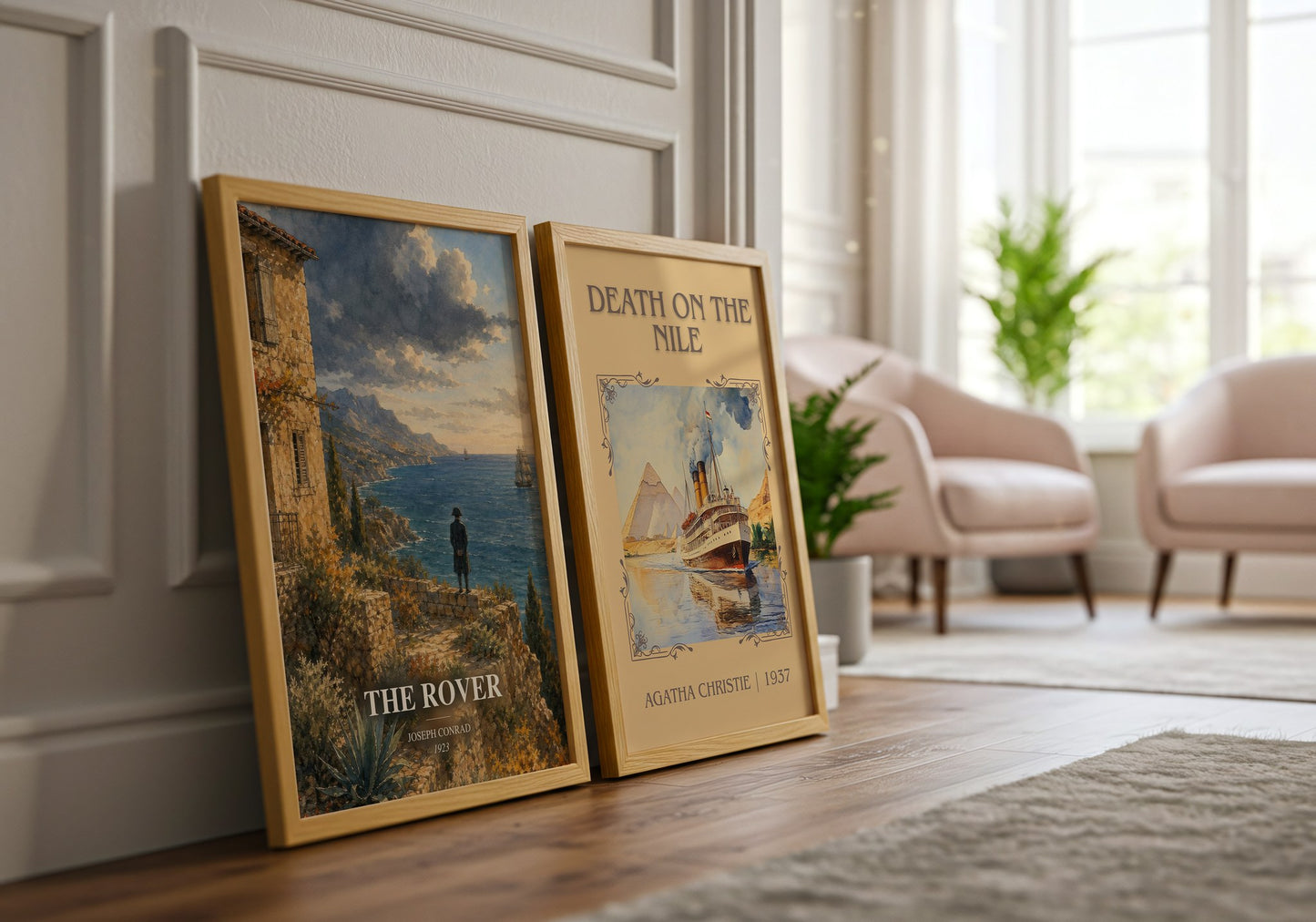 The Rover watercolour print framed by window – literary home decor