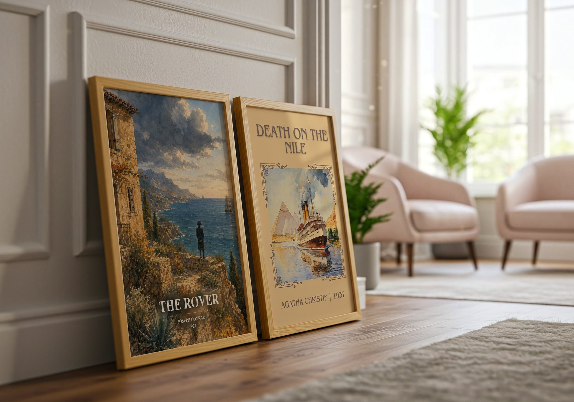 The Rover watercolour print framed by window – literary home decor