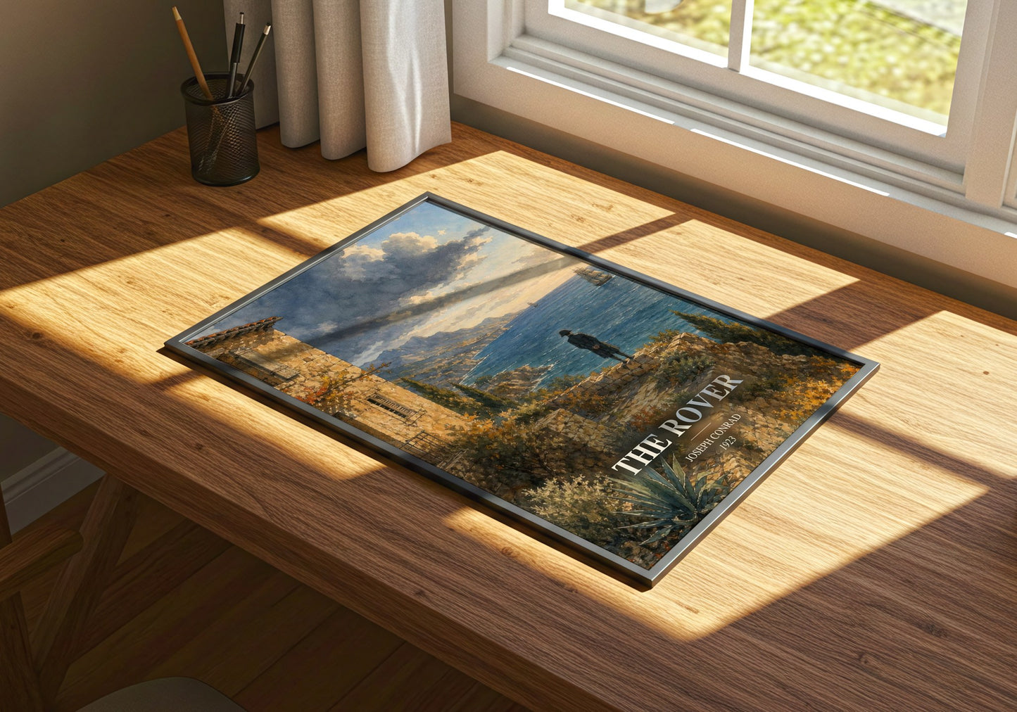 The Rover watercolour book poster framed on wall – adventure wall art