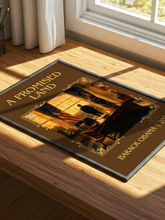 A Promised Land Classic Book Art Print by Barack Obama – print on a sunlit desk