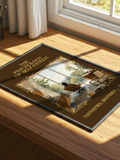 psychology of self-esteem Classic Book Art Print by Nathaniel Branden – print on a sunlit desk