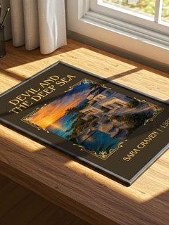 Devil and the Deep Sea Classic Book Art Print by Sara Craven – print on a sunlit desk