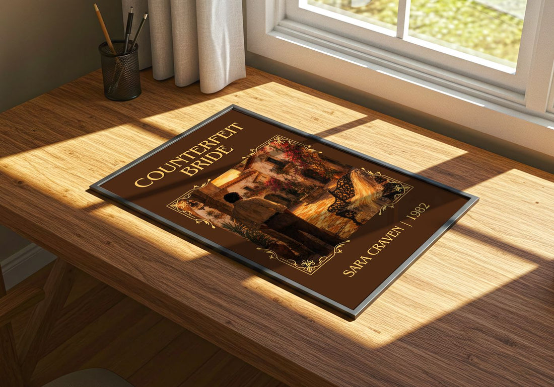 Counterfeit Bride Classic Book Art Print by Sara Craven – print on a sunlit desk