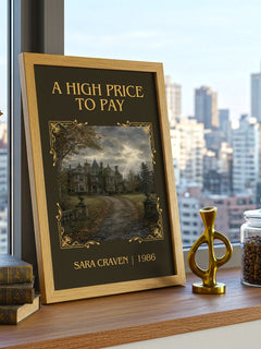 A High Price to Pay Classic Book Art Print by Sara Craven – framed print on a city-view windowsill
