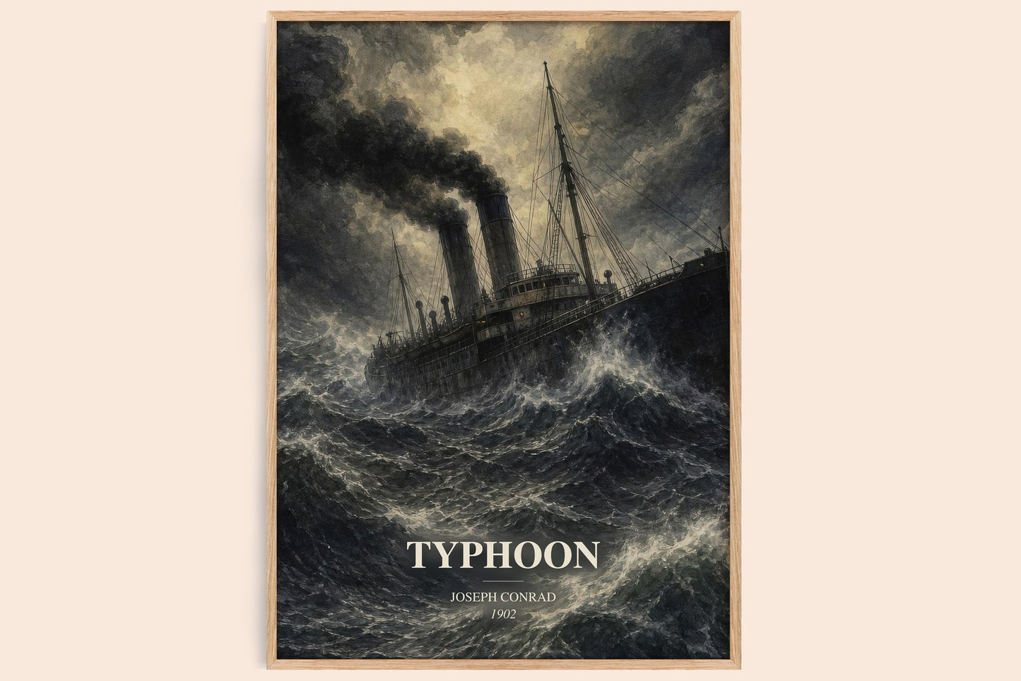 Typhoon watercolour book poster by Joseph Conrad – framed literary art print