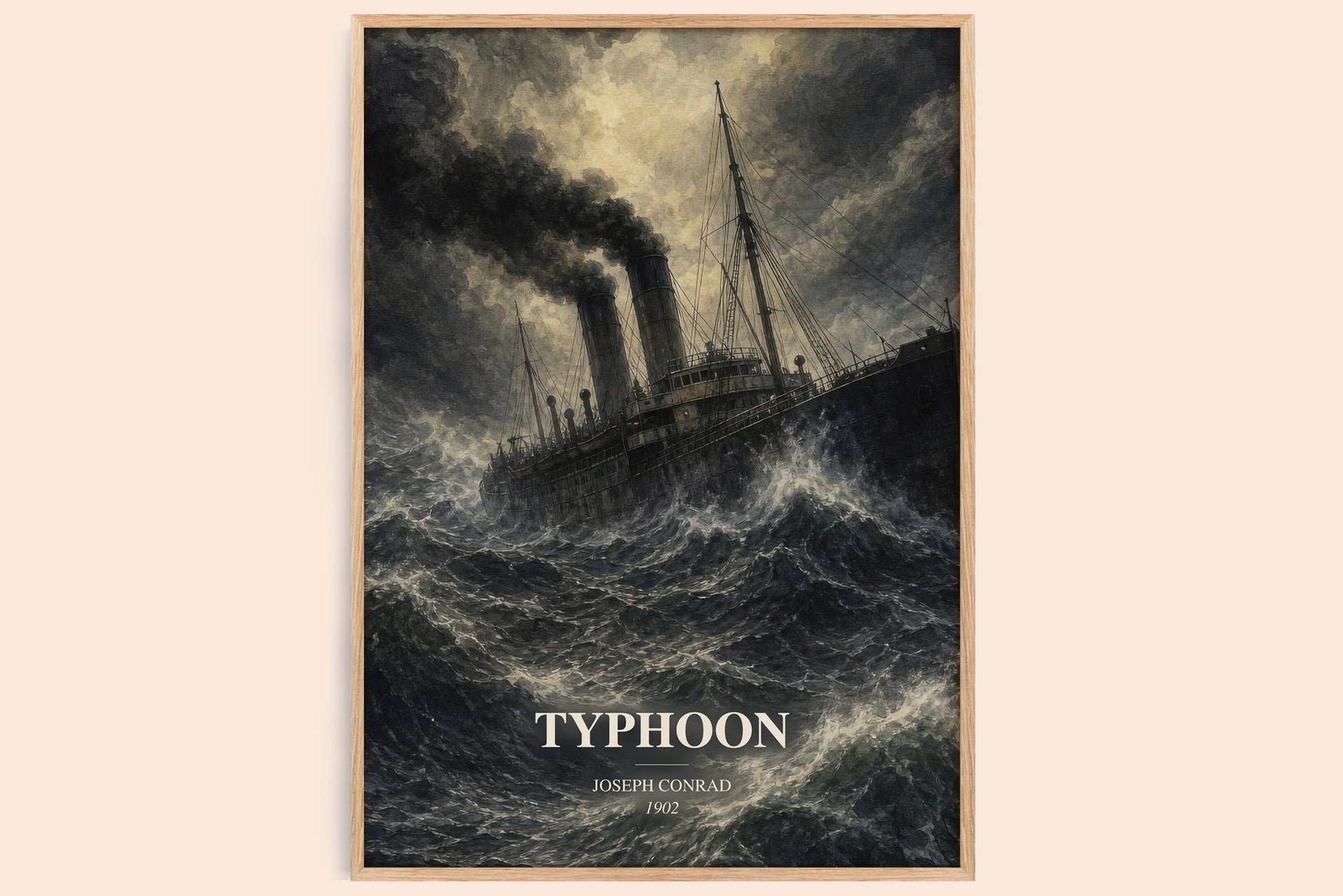 Typhoon watercolour book poster by Joseph Conrad – framed literary art print