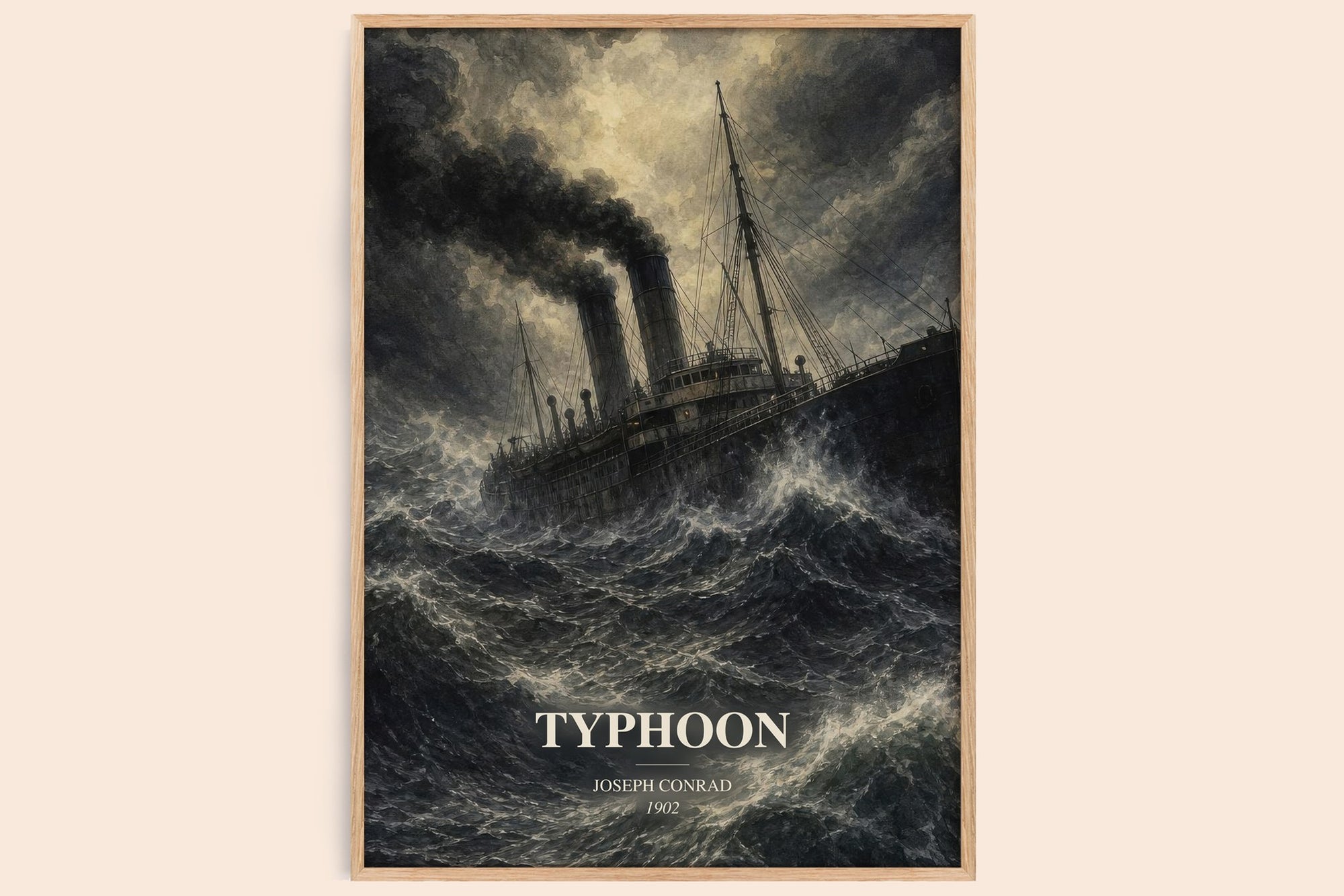 Typhoon watercolour book poster by Joseph Conrad – framed literary art print