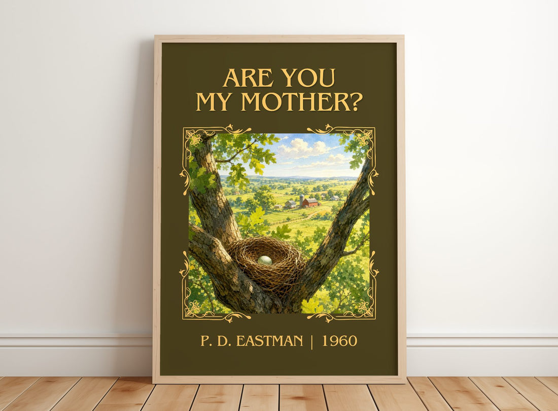 Are You My Mother? Classic Book Art Print by P. D. Eastman – framed print leaning on a wooden floor