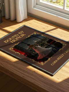 Bound by Honor Classic Book Art Print by Cora Reilly – print on a sunlit desk