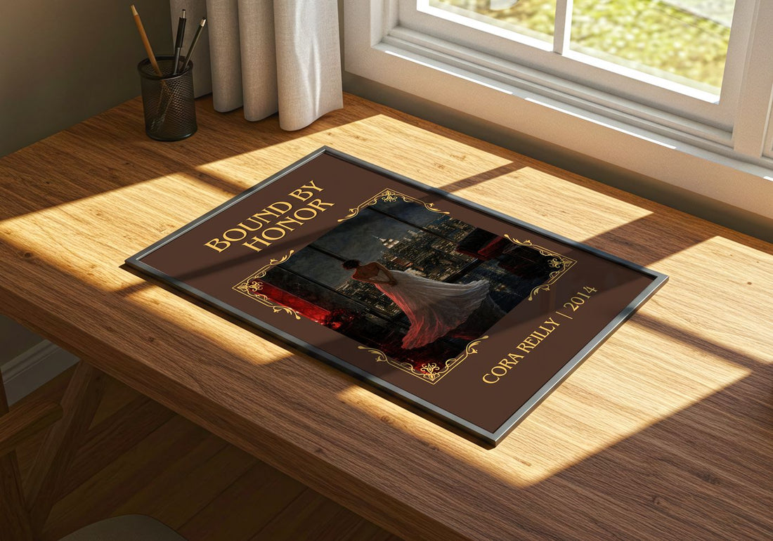 Bound by Honor Classic Book Art Print by Cora Reilly – print on a sunlit desk