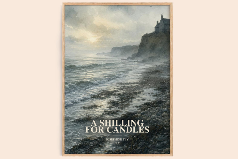 A Shilling For Candles watercolour book poster by Josephine Tey – framed literary art print