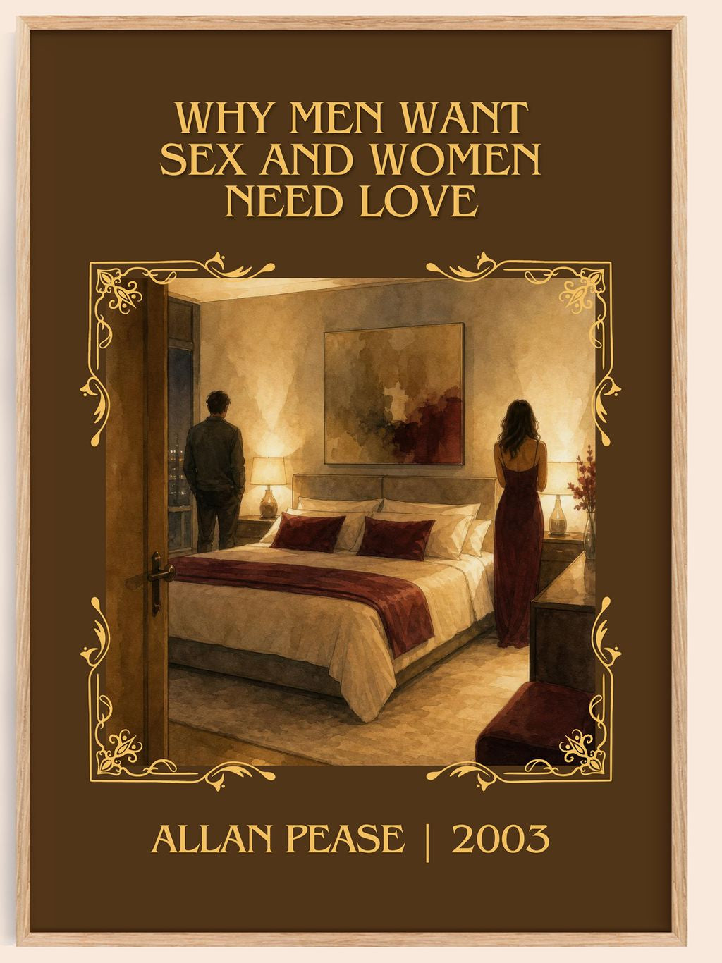 Why Men Want Sex and Women Need Love Classic Book Art Print by Allan Pease – book poster