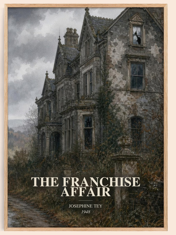 The Franchise Affair watercolour book poster by Josephine Tey – framed literary art print