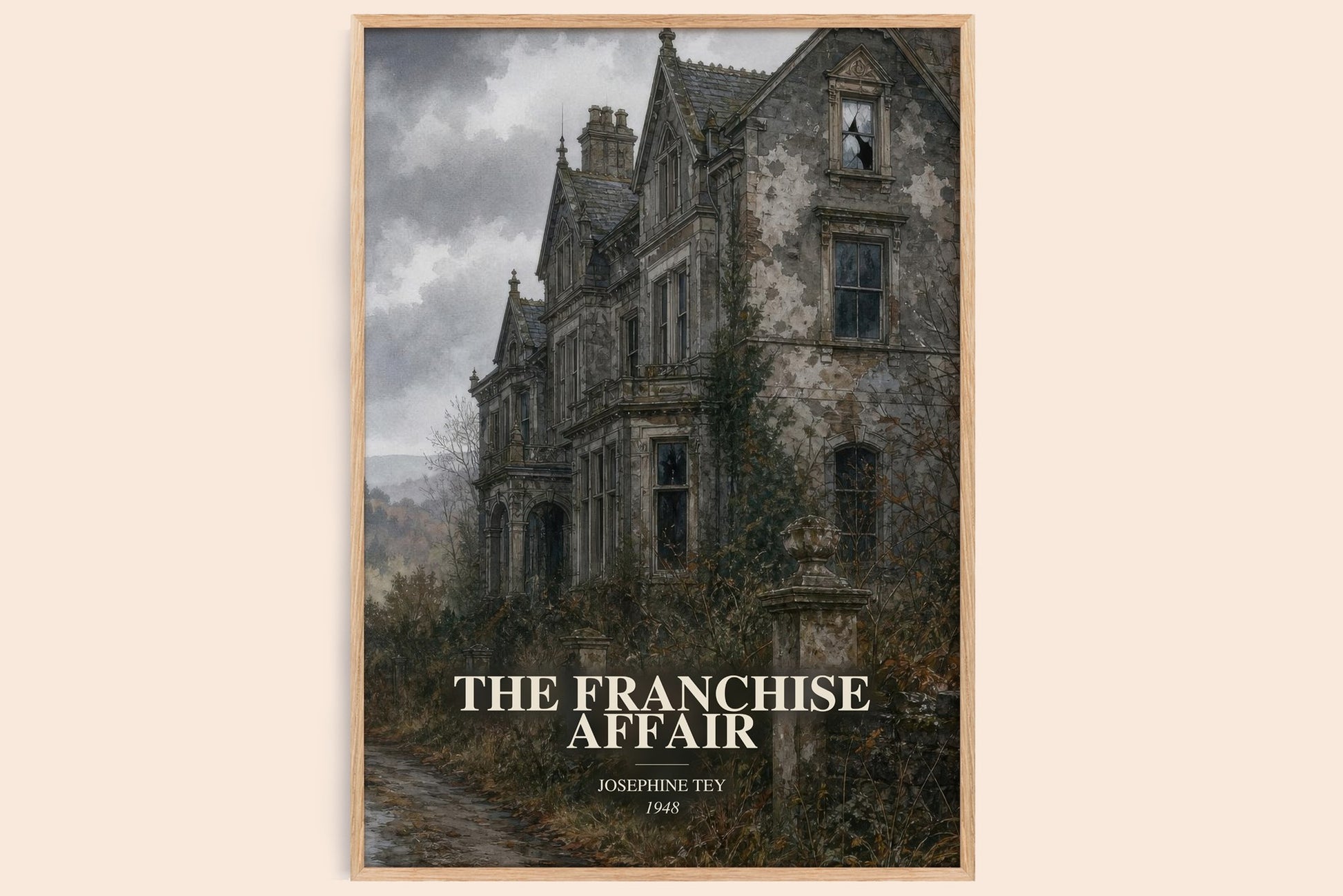 The Franchise Affair watercolour book poster by Josephine Tey – framed literary art print