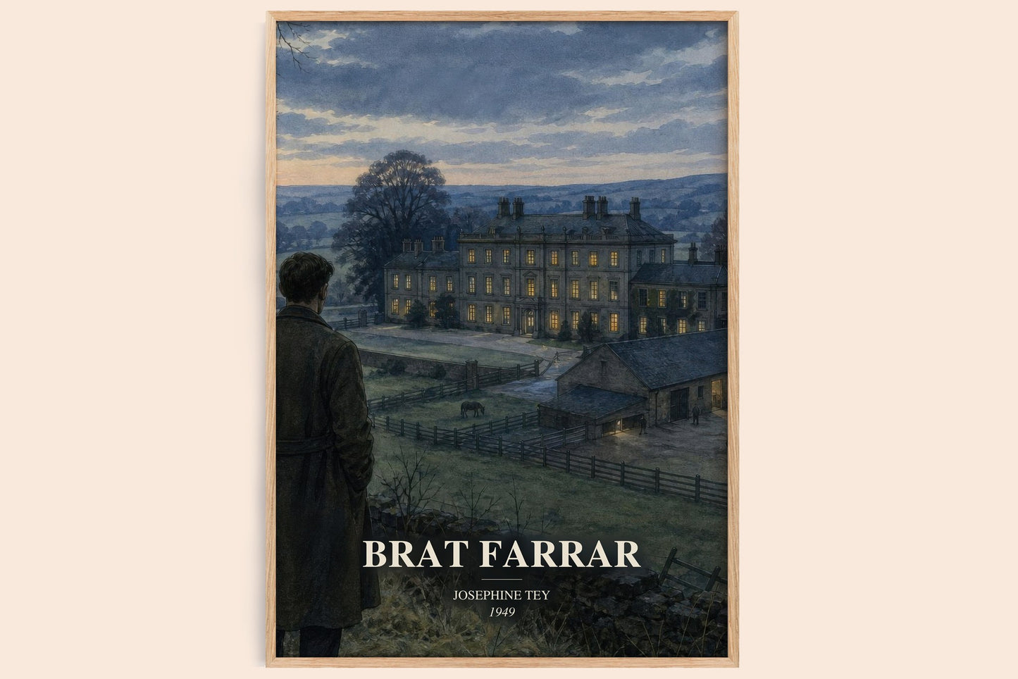 Brat Farrar watercolour book poster by Josephine Tey – framed literary art print