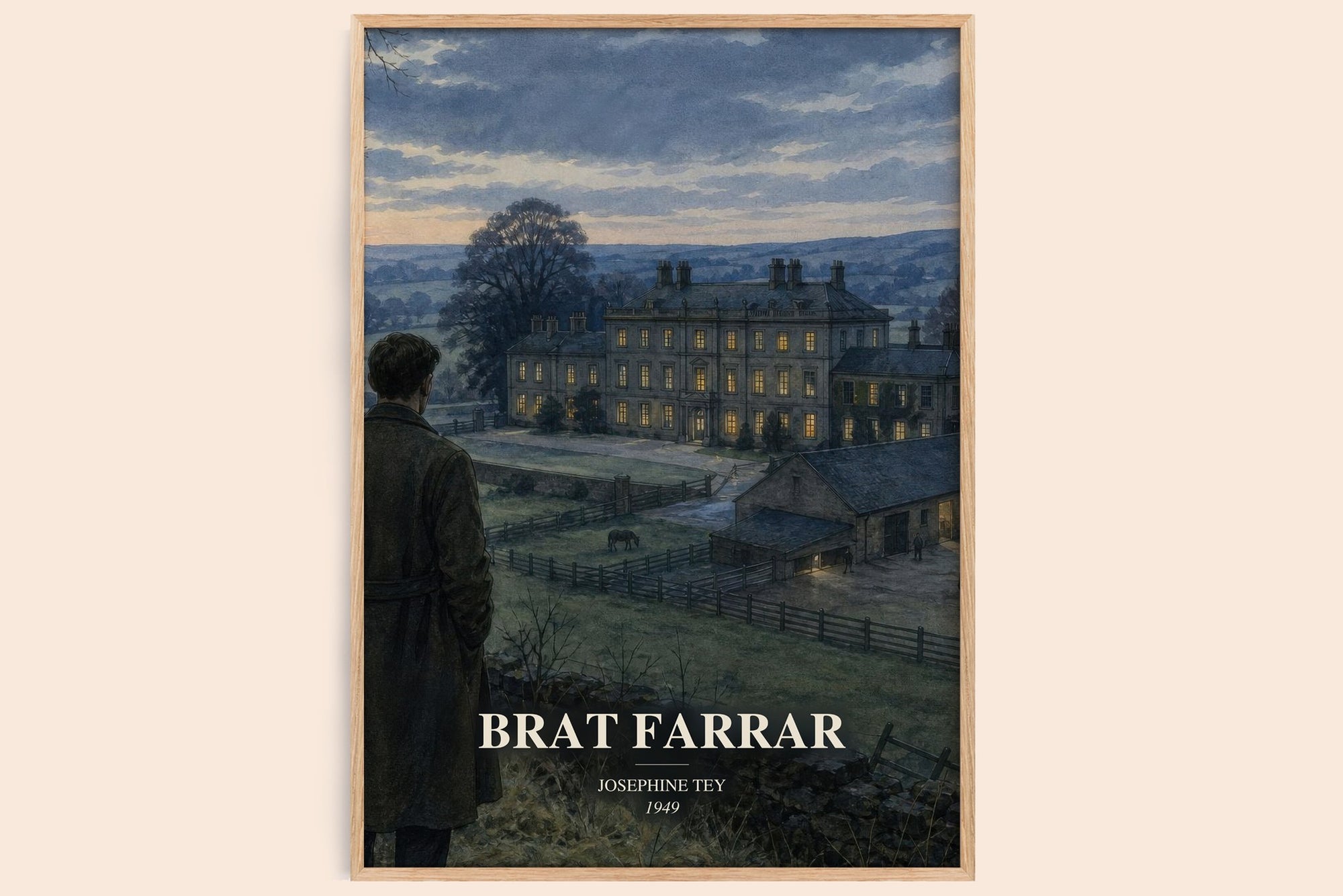 Brat Farrar watercolour book poster by Josephine Tey – framed literary art print