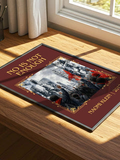 No Is Not Enough Classic Book Art Print by Naomi Klein – print on a sunlit desk