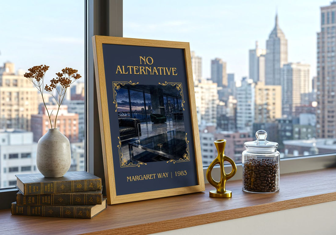 No Alternative Classic Book Art Print by Margaret Way – framed print on a city-view windowsill