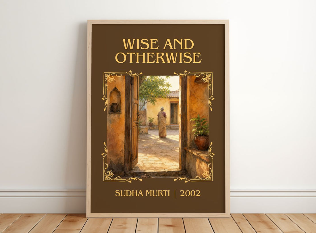 Wise and otherwise Classic Book Art Print by Sudha Murti – framed print leaning on a wooden floor