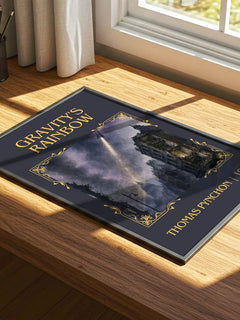 Gravity's Rainbow Classic Book Art Print by Thomas Pynchon – print on a sunlit desk