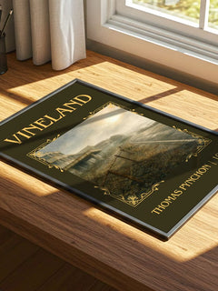 Vineland Classic Book Art Print by Thomas Pynchon – print on a sunlit desk