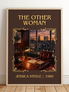 The Other Woman Classic Book Art Print by Jessica Steele – framed print leaning on a wooden floor
