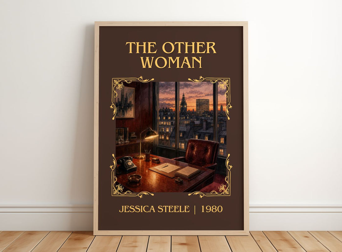 The Other Woman Classic Book Art Print by Jessica Steele – framed print leaning on a wooden floor