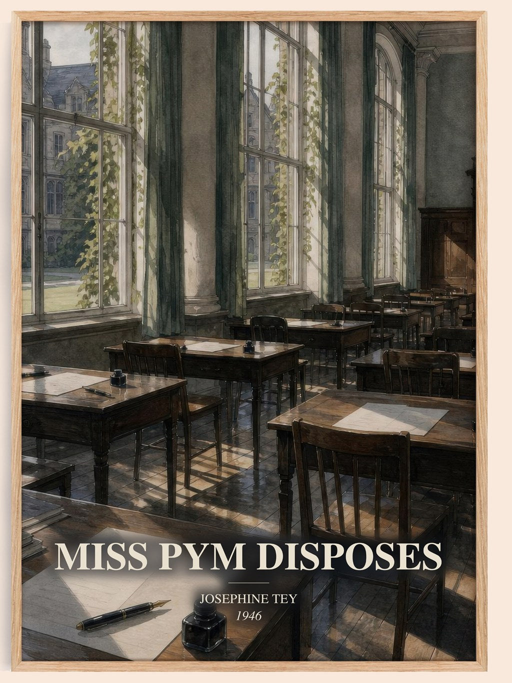 Miss Pym Disposes watercolour book poster by Josephine Tey – framed literary art print