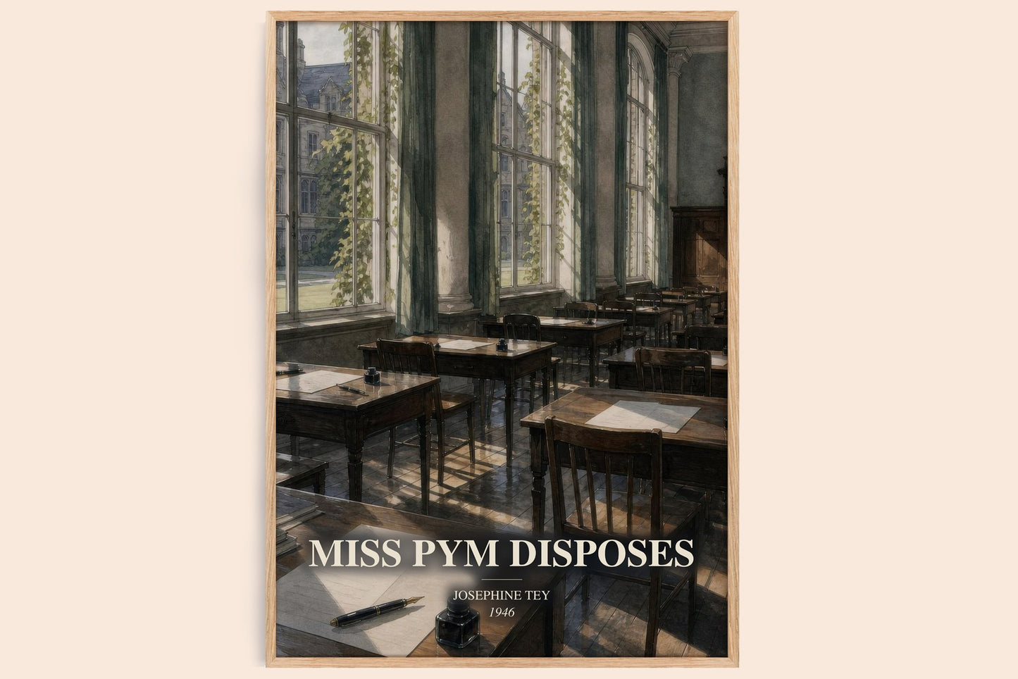 Miss Pym Disposes watercolour book poster by Josephine Tey – framed literary art print