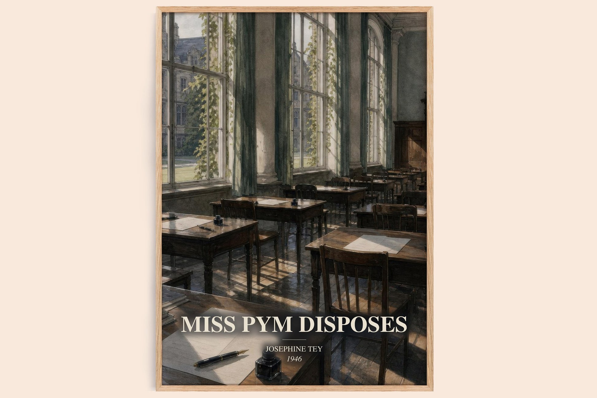 Miss Pym Disposes watercolour book poster by Josephine Tey – framed literary art print