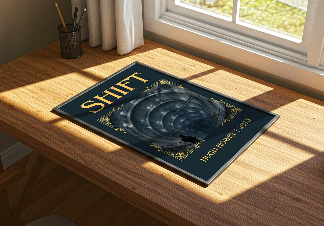 Shift Classic Book Art Print by Hugh Howey – print on a sunlit desk