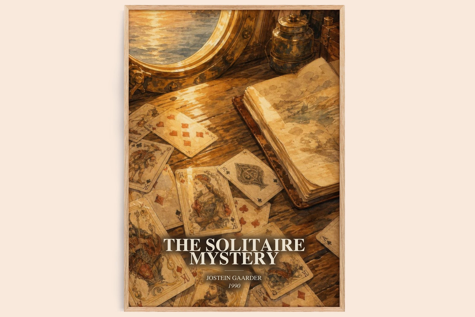 The Solitaire Mystery watercolour book poster by Jostein Gaarder – framed literary art print