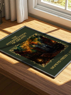 The Interpretation of Dreams Classic Book Art Print by Sigmund Freud – print on a sunlit desk